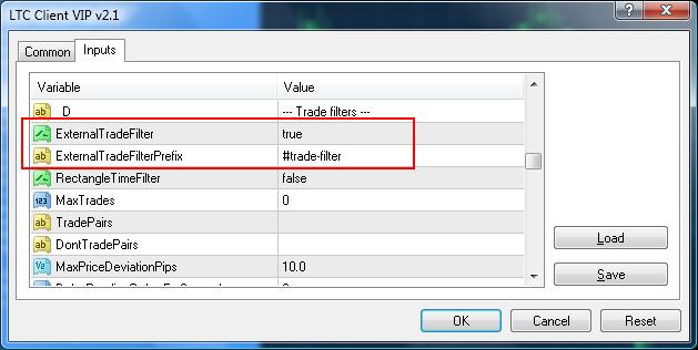External trade filters a.k.a trade filter indicators LTC v2.1 and above allows you to filter trades by external indicators (trade filter indicators).
