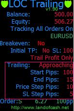 Approaching trailing (_trailingmethod=7) _approachingstartslpips=100 NOTE: only applies when _trailingmethod=7 (Approaching trailing) This parameter specifies the start value of stop loss in pips.