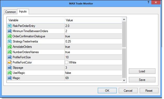 Common Tab of the MTM Properties Box Set the Input Tab's Values to suit yourself.