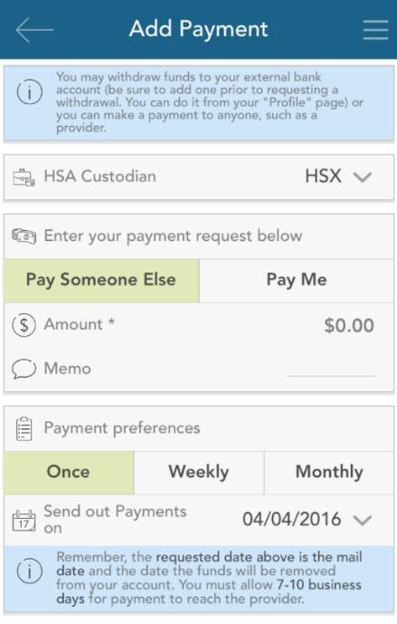 additional option on the main navigation menu, called bill pay.