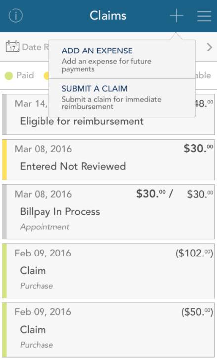 the ability to edit, add a receipt, delete, or (if deemed a reimbursable expense) the option to submit a claim for