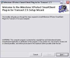 3. Once downloaded, the Smart Client Plugin for Transact Setup wizard opens. Click Next. 4.