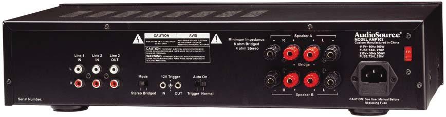 AMP 102 Applications: Ideal for use as a Remote Amplifier Use with Whole House Distributed Audio Systems Second Zone Amplifier Amplify MP3 Players Rear Channel Amplifier for Dolby 6.1 and 7.
