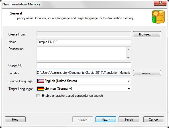 Creating and Maintaining Translation Memories You can create both file-based (local) and server-based translation memories in the Translation Memories view.