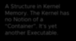 The Kernel has no Notion of a Container. It s yet another Executable.