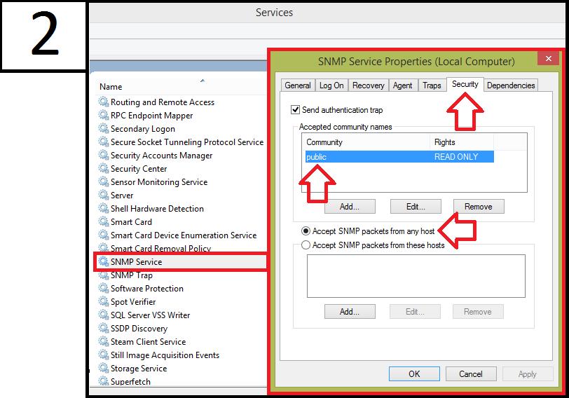 Step 1b: Install Windows SNMP Software for Windows XP and Windows 2003 1. Add or Remove Programs Add/Remove Windows Components Select Simple Network Management Protocol (SNMP).