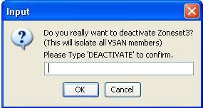 Figure 30-21 Input Dialog Box Step 3 Enter deactivate in the text box and then click OK to deactivate the zone set.