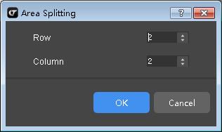 Area Splitting Click the icon on tool bar and the page of Area Splitting appears. Set the number of rows and columns after a cabinet is split, then click OK to see the result.