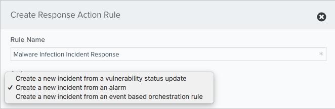 AlienApp for ServiceNow Orchestration panel. Then click Create Response Action Rule to define the new rule. To define a new ServiceNow response action rule 1. Enter the Rule Name. 2.