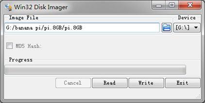5. Write the image file to the SD card. Windows: i. Download a tool that can wirte image to SD card, such as Win32 Diskimager from: http://sourceforge.net/projects/win32diskimager/files/archive/ ii.