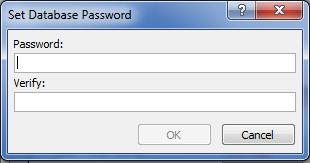 Securing the Database Access asks you to supply a password. Enter your password and then click OK.