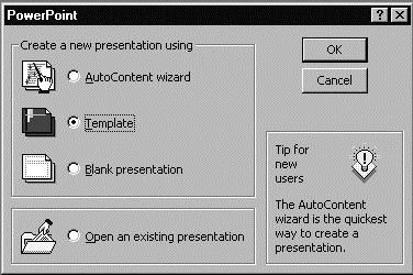 1. Start PowerPoint Start Programs Microsoft Office PowerPoint A dialogue box comes up asking you to choose how you wish to create your PowerPoint