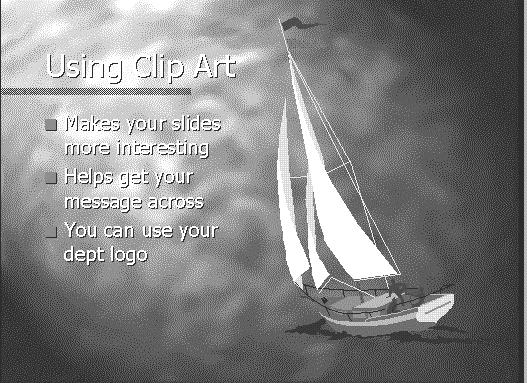 5. Add Clip Art to your Slide Select the Text & Clip Art AutoLayout and click OK. Once again, follow the instructions on slide to add the text. Double click where it is indicated to add Clip Art.