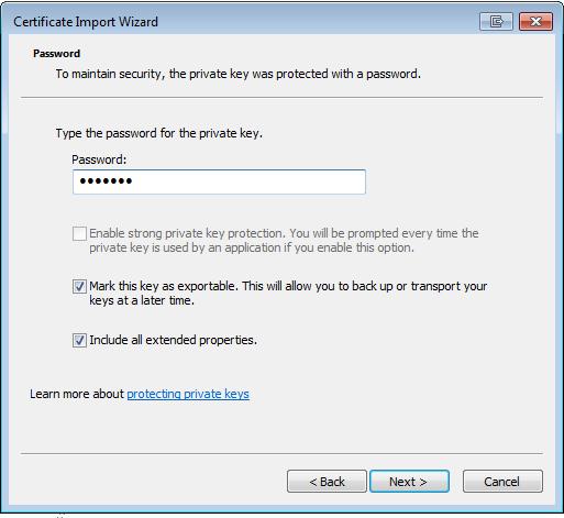 3. From the Certificate Import Wizard dialog, click Next then Browse for the certificate provided by Apple.