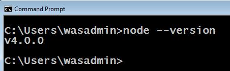 Installation verification of Node.js 4.0.0 1. Open a command prompt window. 2.