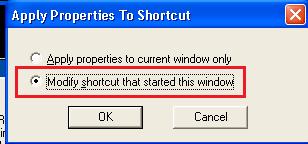 14. If an Apply Properties to Shortcut dialog appears, select Modify shortcut that started this window and click OK. Part 5 - Installing JDK 7 Update 45 1.