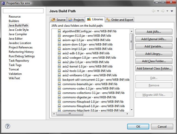 Locate the missing location of the JAR file which will either reside in the EMR project library folder (Tomcat installation directory)\apache Software Foundation\Tomcat 5.