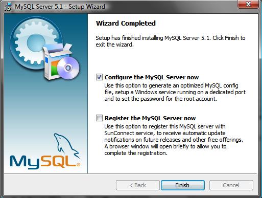 Uncheck Register the MySQL Server now and select