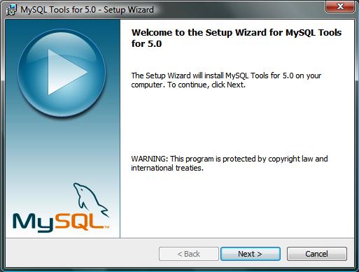 start of the installation wizard by selecting Next : Accept the license agreement and select Next and then