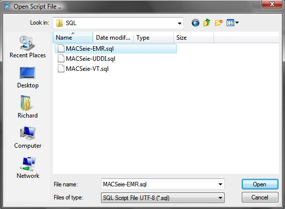 sql) by selecting File Open Script.