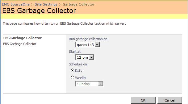 Configuring Microsoft SharePoint EBS 5. Correct the values, then click OK. 6. Continue to Specifying EBS garbage collection settings on page 84.