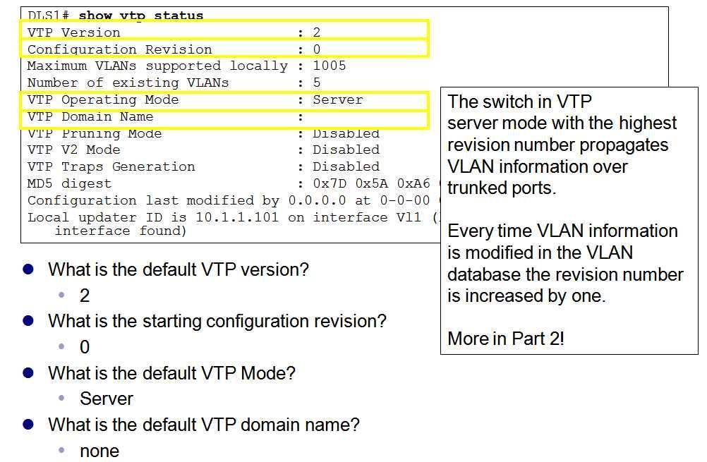 Same show vtp status on DLS1 2003, Cisco