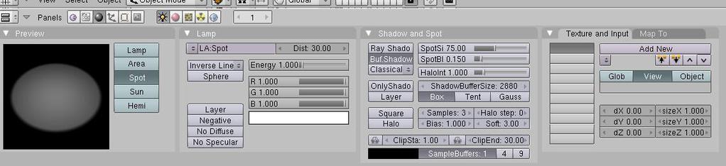 Spotlight Settings: Spotlights are unique in that you can simulate a foggy scene with them and cast shadows in the traditional Blender program.