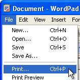 2 Basic Printing This is a printing example using WordPad to print a document onto A4 size paper. 1 2 Start WordPad, make a new file, and enter the text you intend to print.
