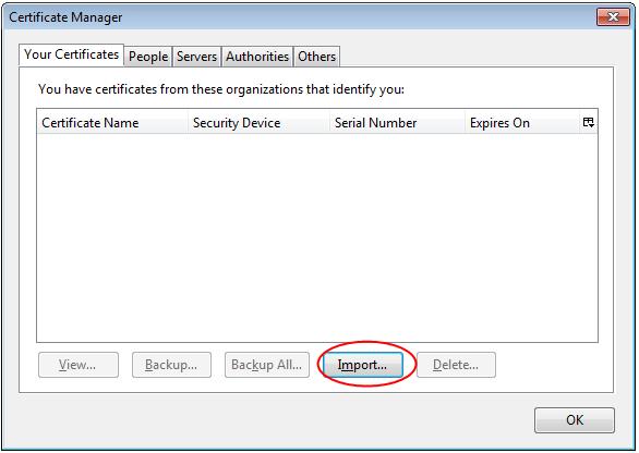 5. Navigate to the location of your PKCS12 certificate file, select your Comodo Personal