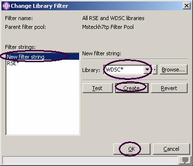 Page 142 of 165 Figure 73: Add second filter string 6. Click New filter string in the list box 7. Enter WDSC* in the Library field 8.