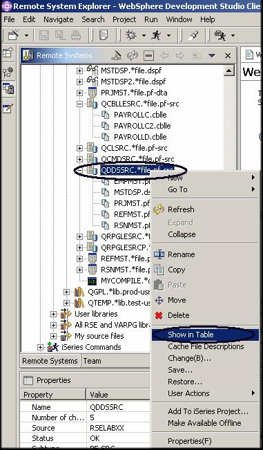Page 28 of 165 Figure 10: Select Show in table for QDDSSRC file Before you go ahead and work with these members, let s see the members in the iseries Table view as well because