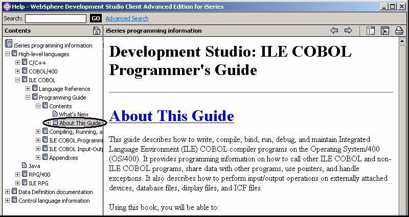 manuals 8. Expand High level languages 9. Expand ILE COBOL 10.
