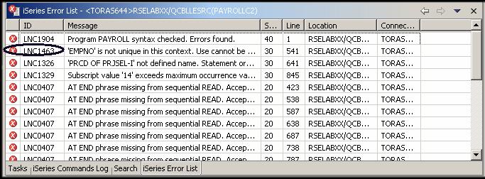 Page 66 of 165 Figure 29: Verifier error list The error list will show you: 1. The error message itself 2. The severity 3. The line number 4. The source location 5.