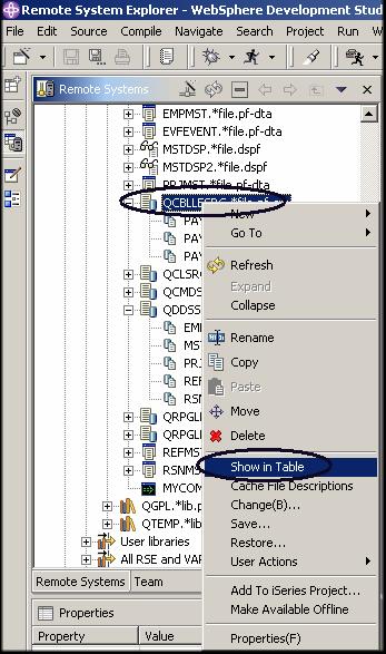 Page 76 of 165 Figure 38: Select Table view to connect it to iseries 5.