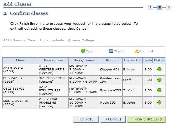 6. The Add Classes page, with the 2. Confirm classes section displays.