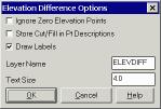 Choose the grid (.GRD) file that models the surface Elevation Difference Options dialog Pull-Down Menu Location: DTM Prerequisite: Two grid (.
