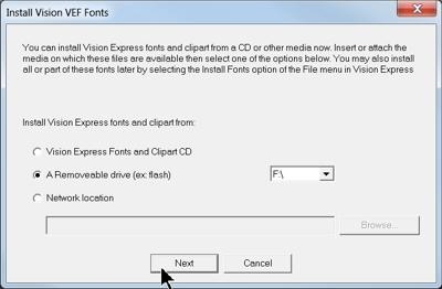 In order to install the fonts on the USB drive, select A Removable drive