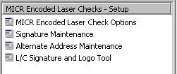 hapter 5 Using the etup Menu hapter 5 hapter 5: Using the etup teaches you how to setup options for your company and how to create and maintain standard data used within the MR ncoded Laser hecks