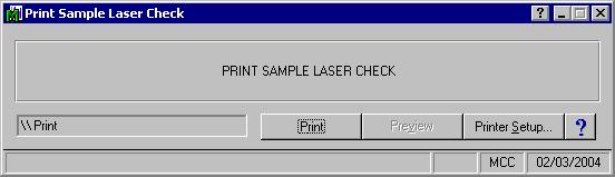 46 Print a ample heck 1 elect a valid M 90/M 200 bank from the ank ode field on the Laser heck ank Maintenance window.