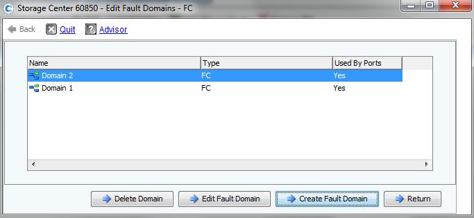 4. On the next dialog box click the Create Fault Domain button on the lower right of the dialog box. In the Name field type a name for the new domain. In this case, we used Domain 2.
