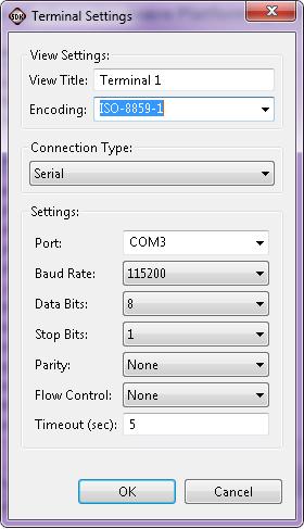 5. Open a serial communication utility for the COM port assigned on your system.