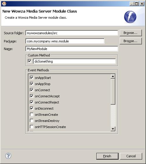Media Server 3.5) or [installdir]/examples/serversidemodules/client/serversidemodules.fla (earlier versions of Wowza Media Server) Flash file.