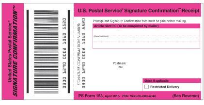 by providing a copy of the recipient s signature electronically.