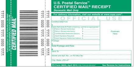 Certified Mail Description Certified Mail provides a mailing receipt, and the date and time of delivery or attempted delivery.
