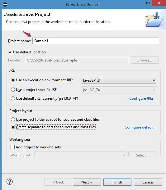 3. Creating a new Java Project In Eclipse, select File->New->Java Project.