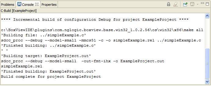 An empty source file named simpleexample.c has been added to the ExampleProject project. The empty source file is opened in the IDE. Write the content of the new application. Fill the simpleexample.