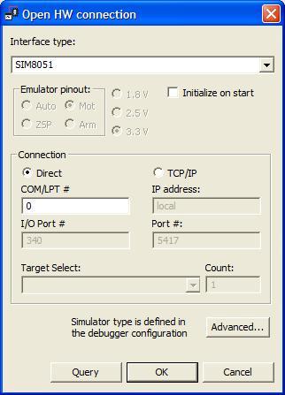 Choose an embedded processor simulator for the interface type; 8051 projects choose SIM8051, Freescale projects choose SIM56300 Press OK to connect: Change perspectives, to obtain the best views for
