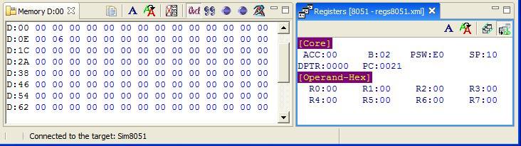 Perform a right mouse click in the Registers window for the window menu; select the option load registers->8051 or load registers ->56300 Right click in the Registers window; select Registers
