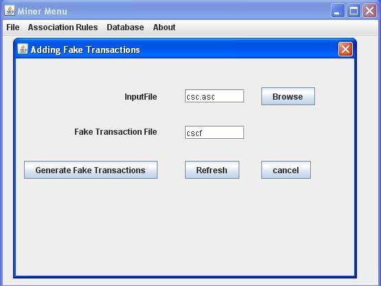 database. The user must select the appropriate radio button when working with the different databases (like real transactions database and mixed transactions database). Figure 1.