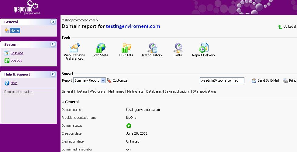 Grapevine web hosting user manual 6 Reports To review website reports, click on the Report icon: The